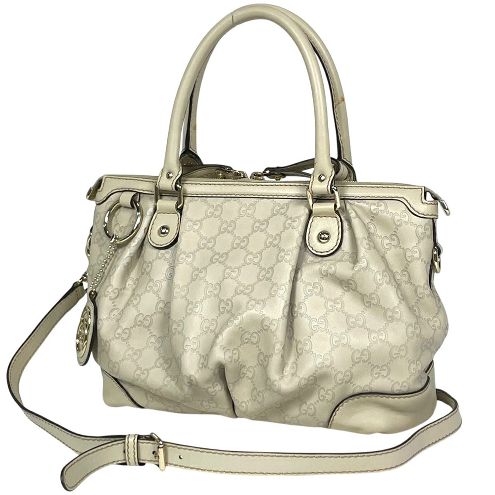 Gucci Guccissima Sukey Handbag GG Guccissima leather Ivory White